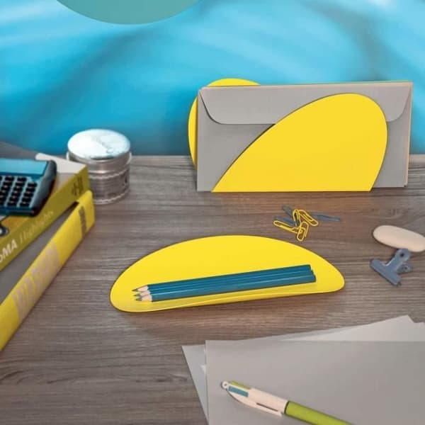 Alessi behållare, stål, gul, 4,00 x 29,00 x 21,50 cm, set om 2 - ABI09S Y