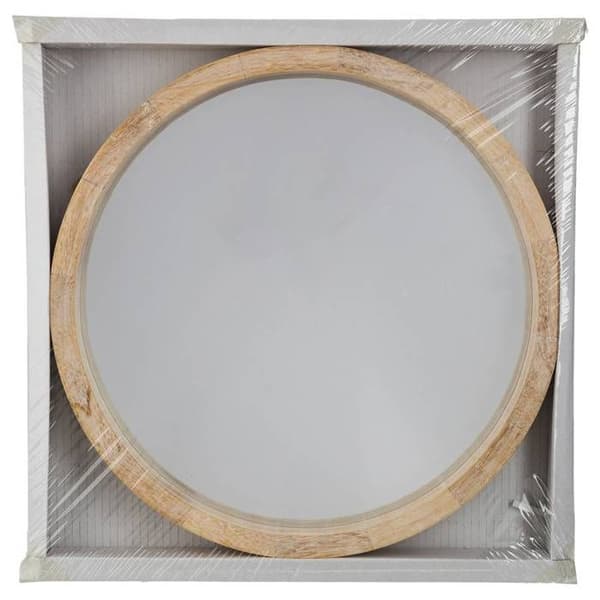 Rund träspegel - SKANDINAVISK NATUR - Ø 50 cm - Beige