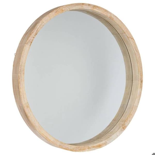 Rund träspegel - SKANDINAVISK NATUR - Ø 50 cm - Beige
