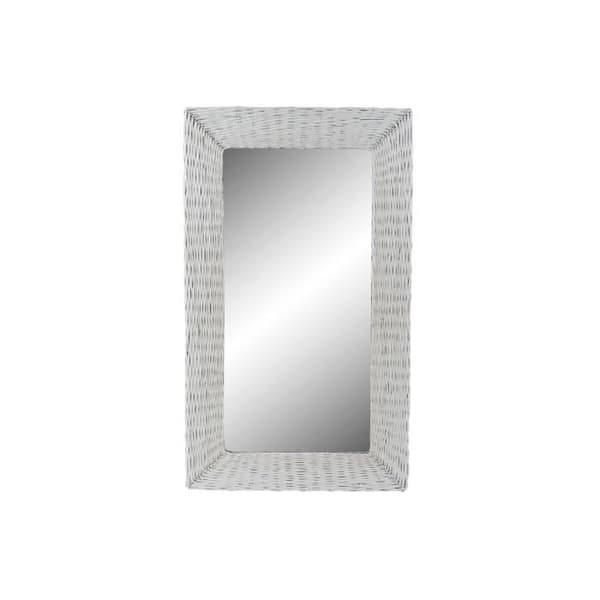 väggspegel glas mdf vit flätad stuga (87 x 147 x 4 cm) (87 x 4 x 147 cm)