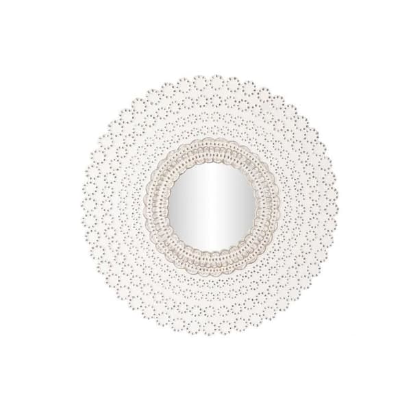 väggspegel 120 x 2,5 x 120 cm naturvitt indiskt glas avskalat MDF-trä