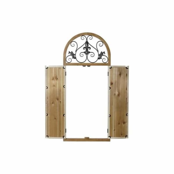 DKD Heminredning Väggspegel Naturmetall MDF-fönster Vita Mörkgrå (60 x 5 x 138 cm) - 8424001936823