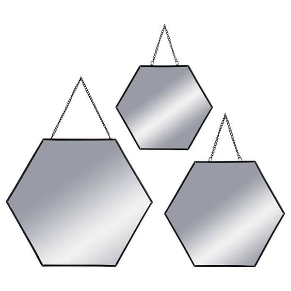 Spegel - Atmosphera - Set om 3 - Hexagonal - Metall - Svart