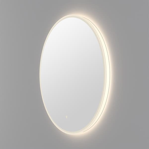 Loevschall Atlas badrumsspegel med LED-belysning, rund spegel, badrumsspegel med front- och bakgrundsbelysning, dimbar, Ra-värde 90+.