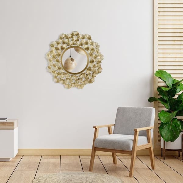 Metalvægspejl i guldramme, 52 cm