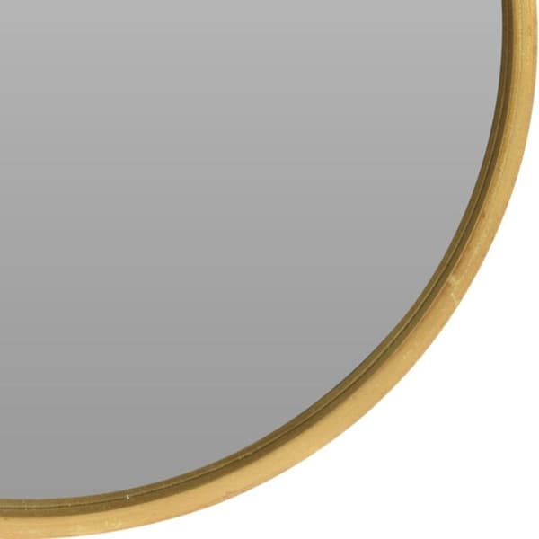 Rundt guld badeværelsesvægspejl i guld træramme til stuen, 50 cm