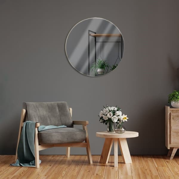 Pyöreä seinäpeili kultaisessa metallikehyksessä, kulta, 55 cm