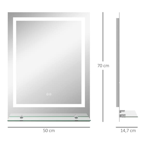 Rootz badrumspegel LED -belysning - upplyst spegel - upplyst fåfänga - anti -dimfunktion - 70 cm x 50 cm
