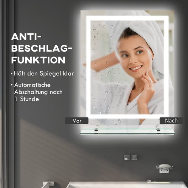 Rootz badrumspegel LED -belysning - upplyst spegel - upplyst fåfänga - anti -dimfunktion - 70 cm x 50 cm