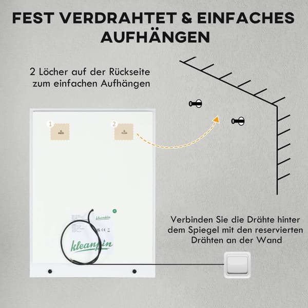 Rootz badrumspegel LED -belysning - upplyst spegel - upplyst fåfänga - anti -dimfunktion - 70 cm x 50 cm