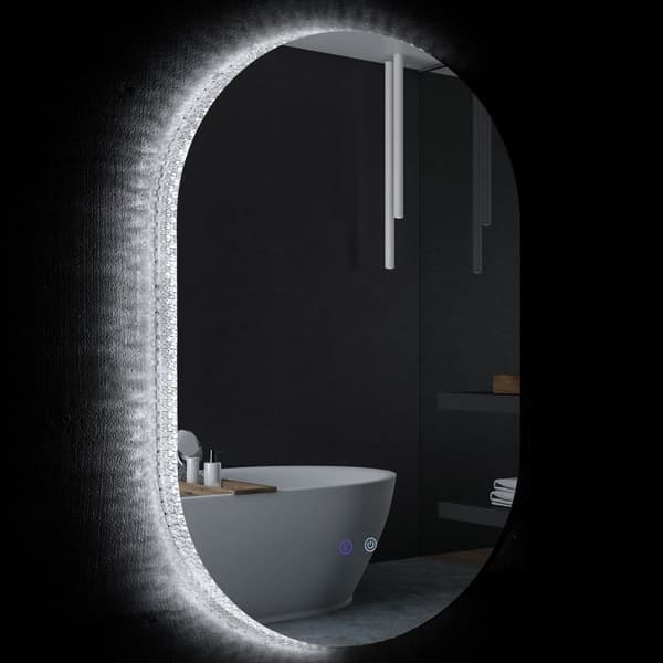 Rootz Oval LED -badrumsväggspegel - Vanity Mirror - Illuminated Mirror - Justerbar ljusstyrka - 81 x 51 cm - Touch Sensitive Switch