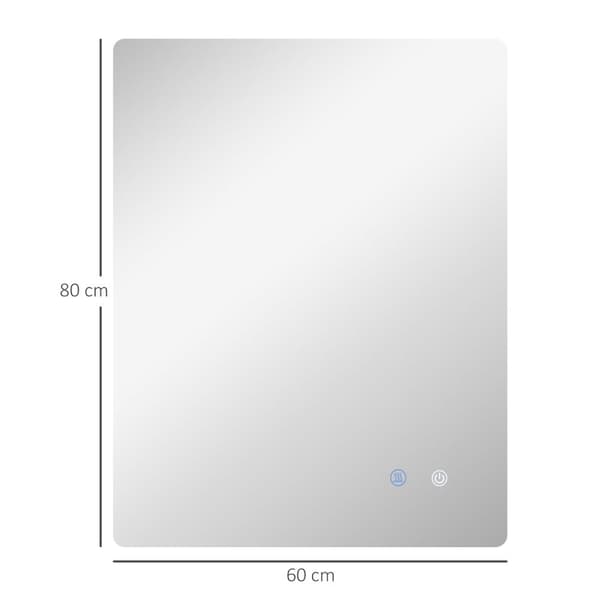 Rootz Rectangular LED Badrumspegel - Vanity Mirror - Wall Mirror - Anti -dimfunktion - 80 x 60 cm