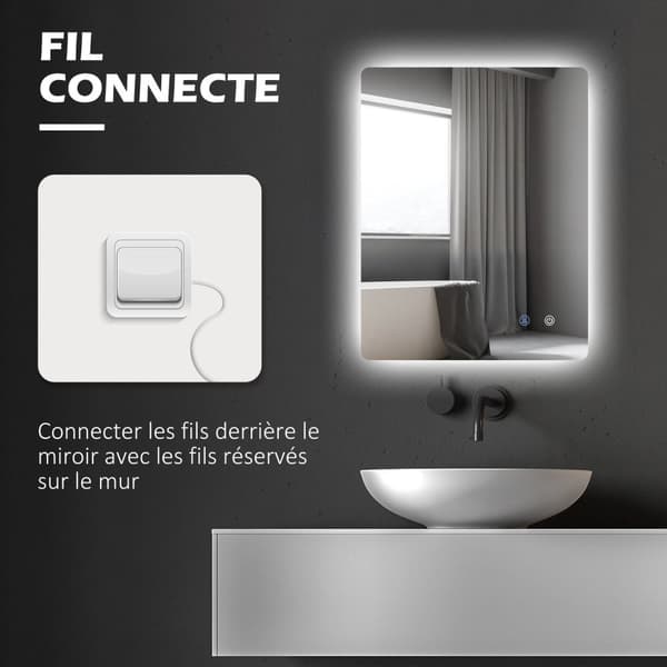 Rootz Rectangular LED Badrumspegel - Vanity Mirror - Wall Mirror - Anti -dimfunktion - 80 x 60 cm