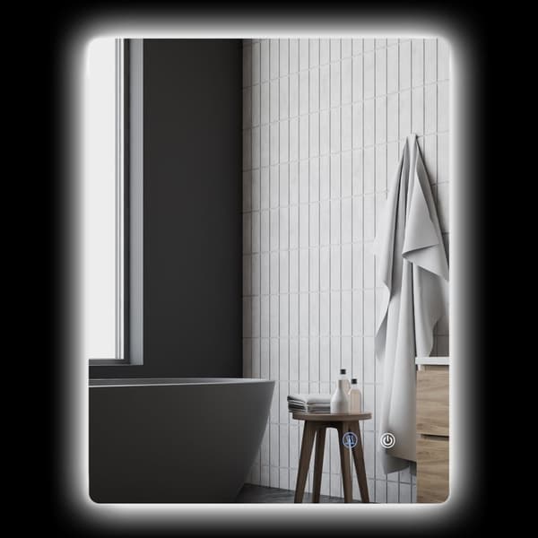Rootz rektangulær LED -badeværelse spejl - Vanity Mirror - Wall Mirror - Anti -Fog -funktion - 80 x 60 cm