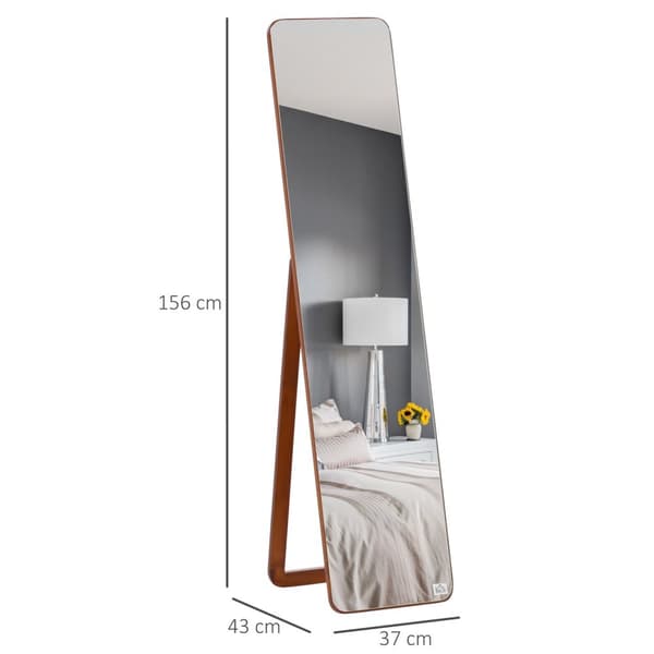 Rootz Rectangular Mirror - Freestanding & Wall Mountable - Dressing Mirror - Elegant Design - 37W X 43D X 156H CM - Brun valnöt Finish
