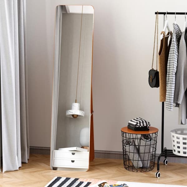 Rootz Rectangular Mirror - Freestanding & Wall Mountable - Dressing Mirror - Elegant Design - 37W X 43D X 156H CM - Brun valnöt Finish