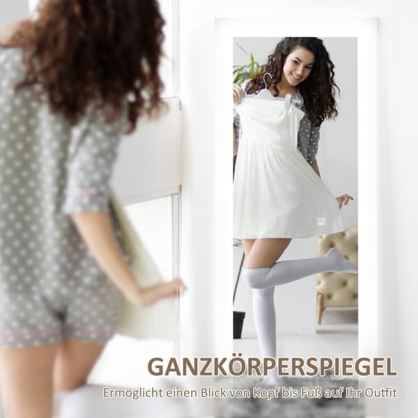 Rootz i fuld længde spejl - Hallway Mirror - Standing Mirror - LED -belysning - Touch Control - 160 cm x 40 cm