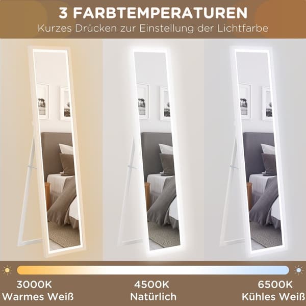 Rootz i fuld længde spejl - Hallway Mirror - Standing Mirror - LED -belysning - Touch Control - 160 cm x 40 cm