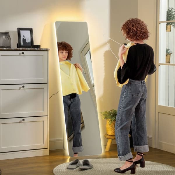 Rootz førte spejl i fuld længde - dressing spejl - stående spejl - dæmpbar - berøringskontrol - 40 x 150 cm - rammeløs design - optimal belysning