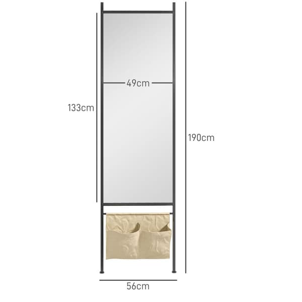 Rootz fuld længde Stående spejl - LEAPLE MIRROR - Wall Mount Mirror - Opbevaringspose - 56W x 2d x 190H cm - Sort