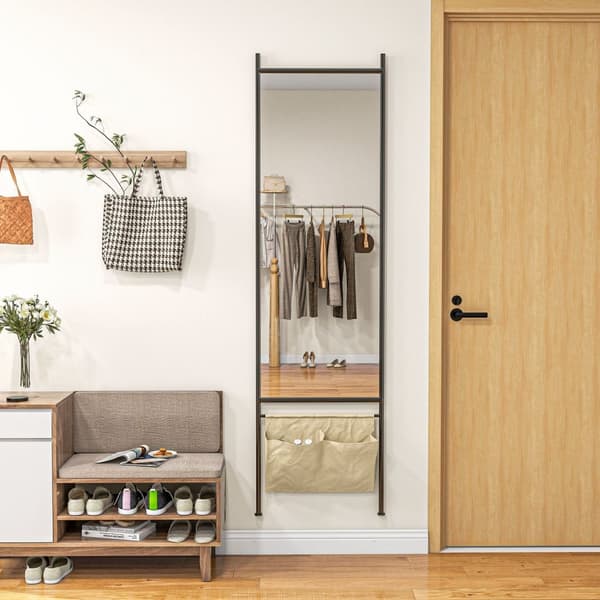 Rootz fuld længde Stående spejl - LEAPLE MIRROR - Wall Mount Mirror - Opbevaringspose - 56W x 2d x 190H cm - Sort