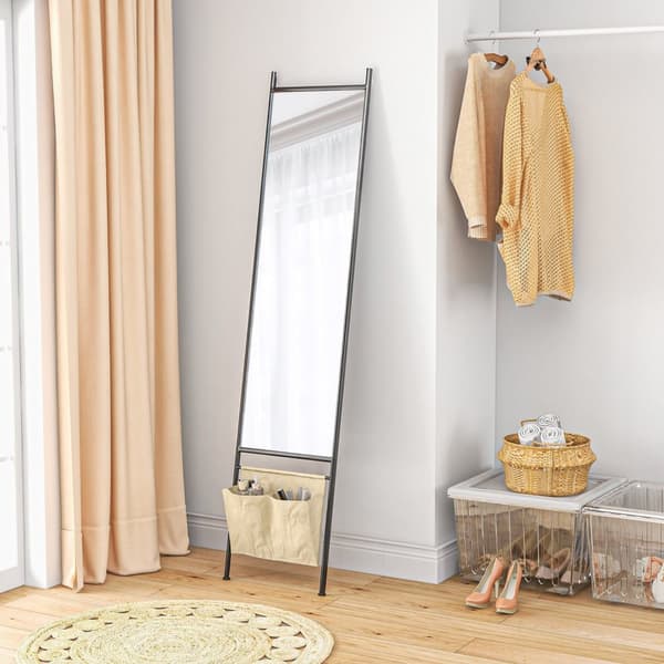 Rootz fuld længde Stående spejl - LEAPLE MIRROR - Wall Mount Mirror - Opbevaringspose - 56W x 2d x 190H cm - Sort