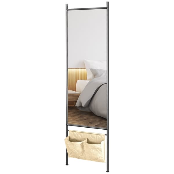 Rootz fuld længde Stående spejl - LEAPLE MIRROR - Wall Mount Mirror - Opbevaringspose - 56W x 2d x 190H cm - Sort