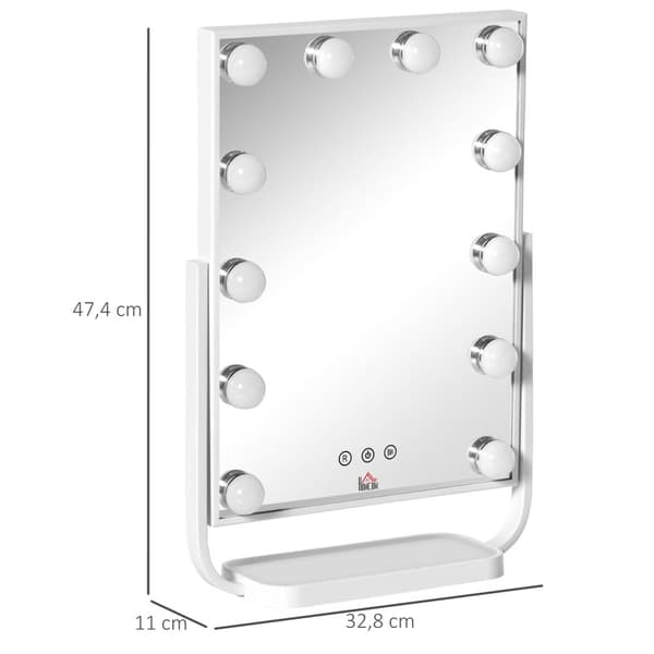 Rootz Hollywood LED -meikkipeili - Vanity Mirror - Kauneuspeili - Kosketusnäyttöä koskevat säätimet - 32,8 cm x 11cm x 47,4 cm
