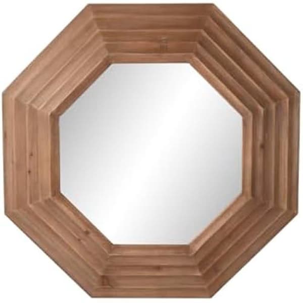 Väggspegel - HOME ESPRIT - Modern - Naturbrun - 124 x 124 cm - Massivt trä