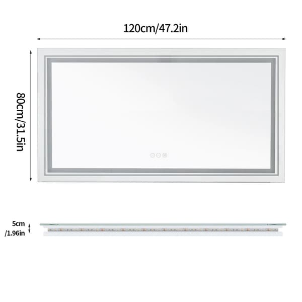 LED-kylpyhuonepeili, säädettävä kirkkaus, huurteenesto-ominaisuus,1200x800MM