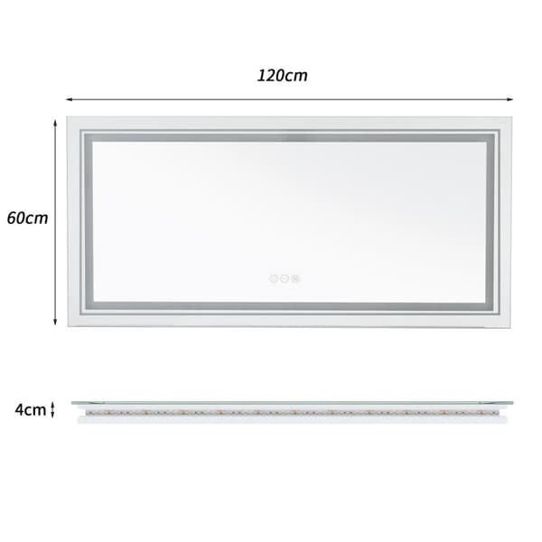 LED Badrumsspegel, Justerbar Ljusstyrka, Duggfri Funktion,1200x600MM