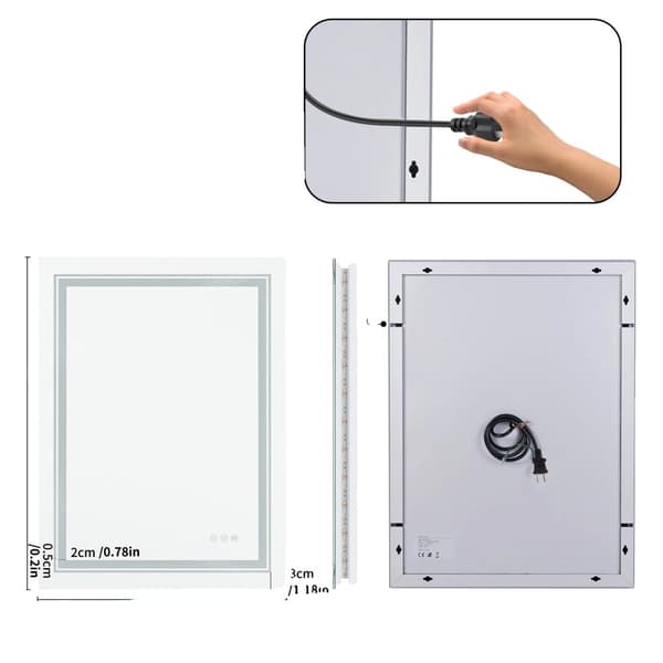 LED Badrumsspegel med Väggmontering, Touch Sensor, Antimoln Funktion,23.62x31.5 i