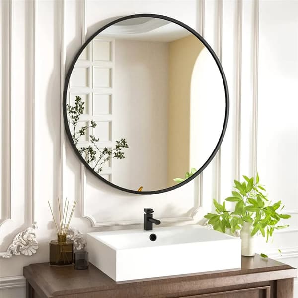 Rund Makeup Spejl, Sort Metalramme, Moderne Stilfuld Design,sort