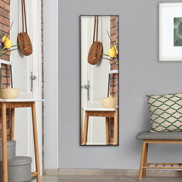 Rootz Wall Mirror - Stor svart spegel - Shatterproof Reflective Surface - Säkerhetsfilm - 120L x 35W cm - Aluminiumlegeringsram
