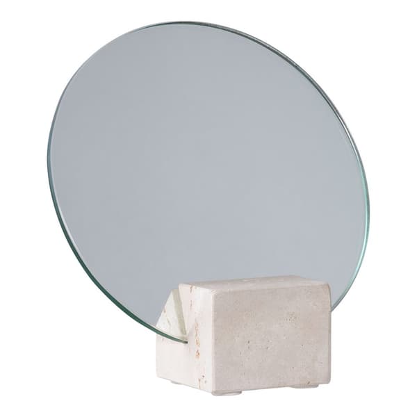 Bordspejl spejl til bord Ø18cm beige travertin.