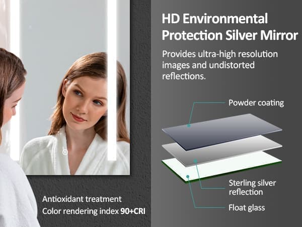 EMKE Badeværelsespejl med Belysning, 500x700 mm LED-spejl, Vægafbryder, Vægspejl, Oplyst Spejl, IP44