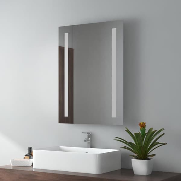 EMKE Badeværelsespejl med Belysning, 500x700 mm LED-spejl, Vægafbryder, Vægspejl, Oplyst Spejl, IP44