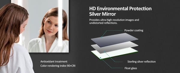 EMKE Badrumsspegel med Belysning, 600x800 mm, Touchbrytare, Immafri, Automatisk Avstängning, LED Badrumsspegel IP44, Horisontell/Vertikal