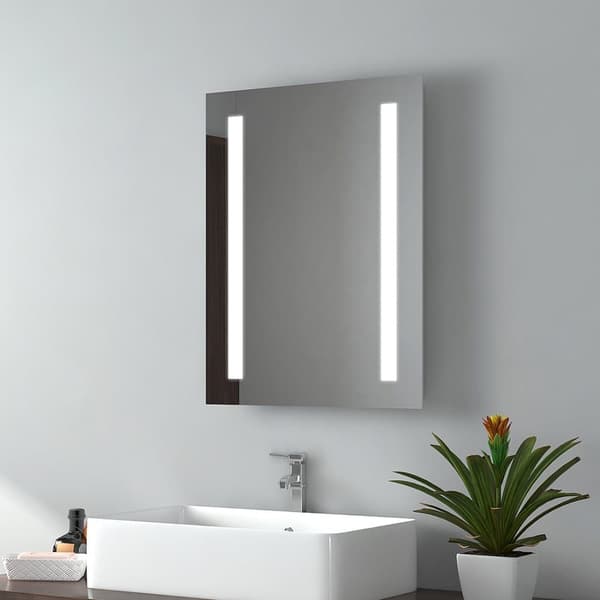 EMKE kylpyhuoneen peili valaistuksella, 450x600 mm, LED-kylpyhuoneen peili, seinäkytkin, seinäpeili, valaistu peili, IP44