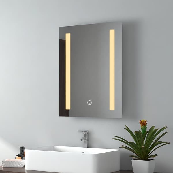 EMKE Badrumsspegel med Belysning, 450x600 mm, Touchbrytare, Immafri, Automatisk Avstängning, LED Badrumsspegel IP44, Horisontell/Vertikal