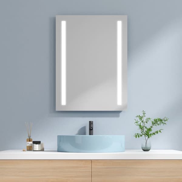EMKE Badrumsspegel med Belysning, 600x800 mm, LED Badrumsspegel, Mekanisk Brytare, Immafri, 2 Ljusfärger, Minnesfunktion, IP44, Horisontell/Vertikal
