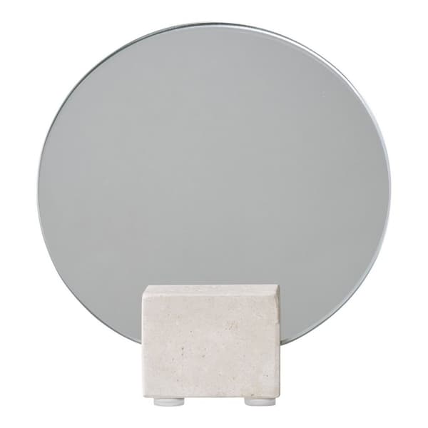 Rootz Pöytäpeili - Vanity Mirror - Koristepeili - Moderni eleganssi - Ø18cm x 18cm x 6,5cm - lasi ja travertiini