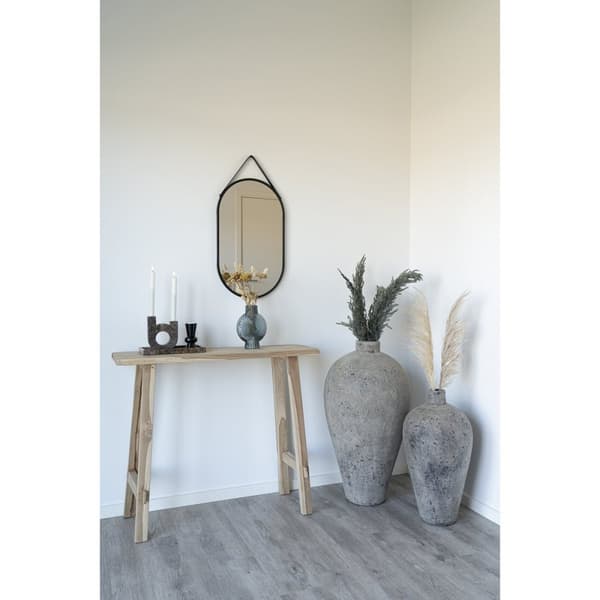 Rootz Trapani Mirror - Wall Mirror - Decorative Mirror - Sleek Design - 35x60cm svart stålram med läderrem