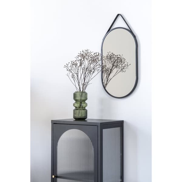 Rootz Trapani Mirror - Wall Mirror - Decorative Mirror - Sleek Design - 35x60cm svart stålram med läderrem