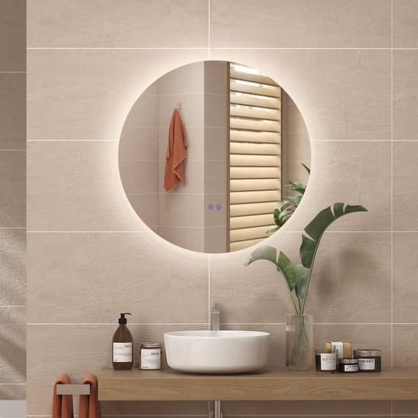 ROOTZ LED RUND BADEBAGE MIRROR - Vægspejl - Touch Switch Mirror - Anti -Fog -funktion - Ø 80 X 3,5T cm