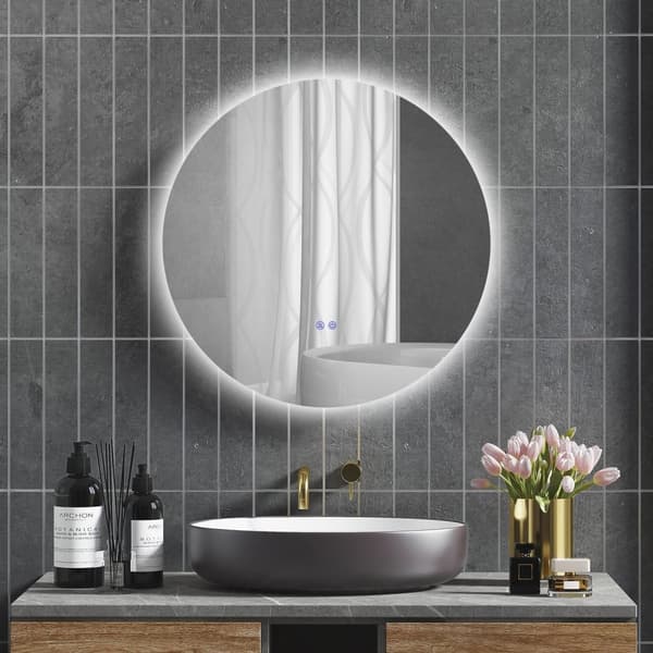 ROOTZ LED RUND BADEBAGE MIRROR - Vægspejl - Touch Switch Mirror - Anti -Fog -funktion - Ø 80 X 3,5T cm