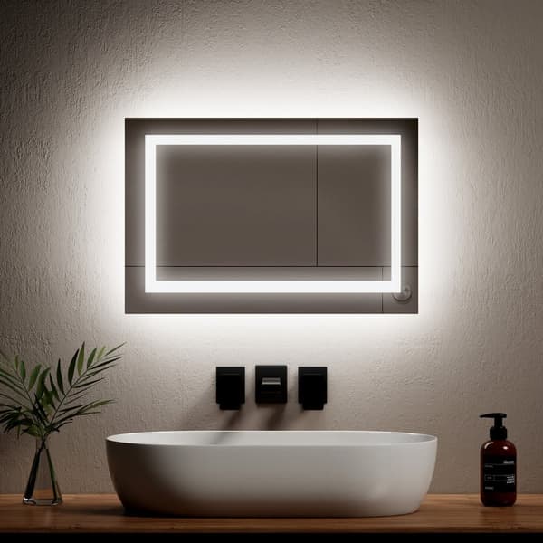 EMKE LED Badrumsspegel, 40x60 cm, Immafri, 2 Ljusfärger, Mekanisk Brytare, Minnesfunktion, IP44
