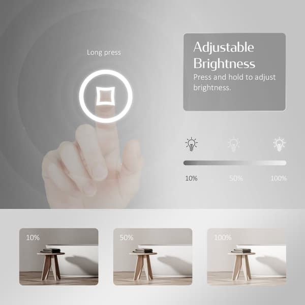 EMKE Badrumsspegel med Hylla & LED, 80x60 cm, Touch, Immafri, Minnesfunktion, Modern Design, IP44