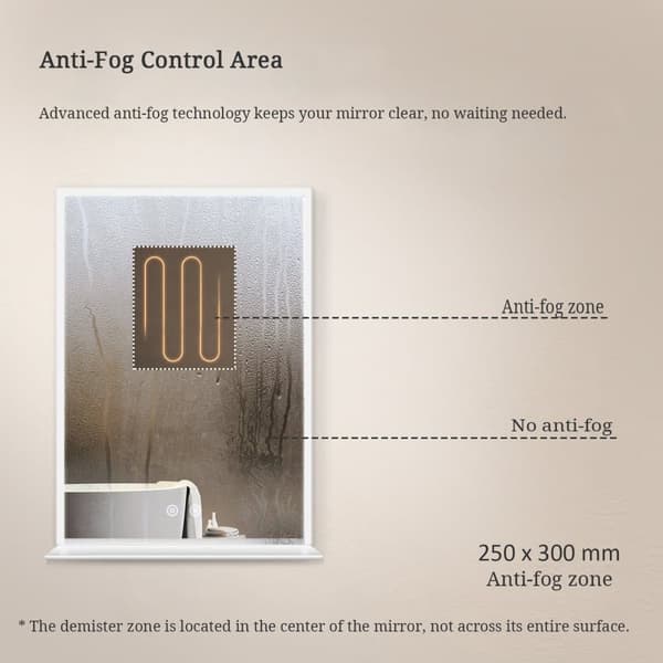 EMKE Badrumsspegel med Hylla & LED, 80x60 cm, Touch, Immafri, Minnesfunktion, Modern Design, IP44