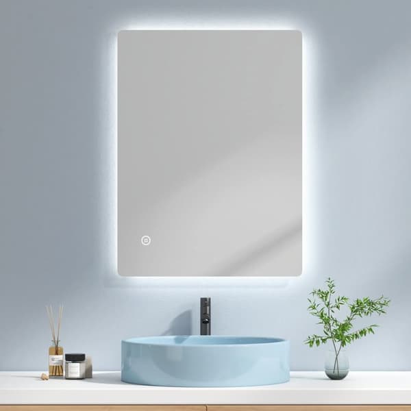 EMKE LED Badeværelsesspejl, 80x60 cm, Touch, Dæmpbar, Koldt Hvidt Lys 6500K, Energieffektiv, Auto Off, IP44, Hor/Vert